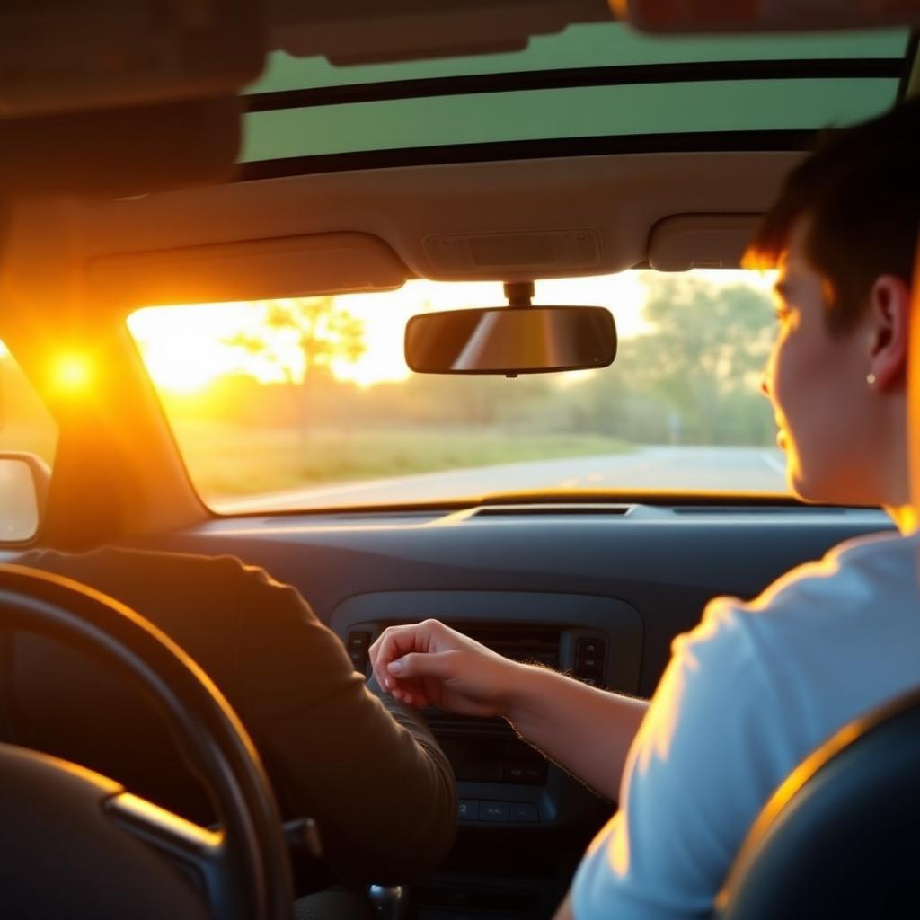 Driving instructor coaching a student